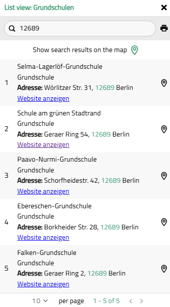 Beispiel Suchergebnis